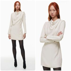 ARITZIA BABATON | Satin Marte Pearl Carter Mini Drape Neck Dress Size L